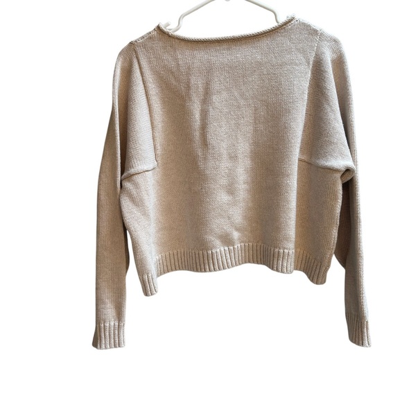 Madewell Womens Tan Oatmeal Cotton Knit Long Sleeve Pullover Sweater Size L - Picture 3 of 4